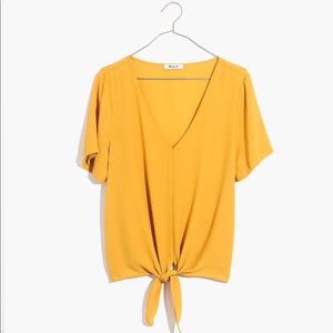 Madewell Novel Tie-Front Top / MEDIUM / TUNGSTEN